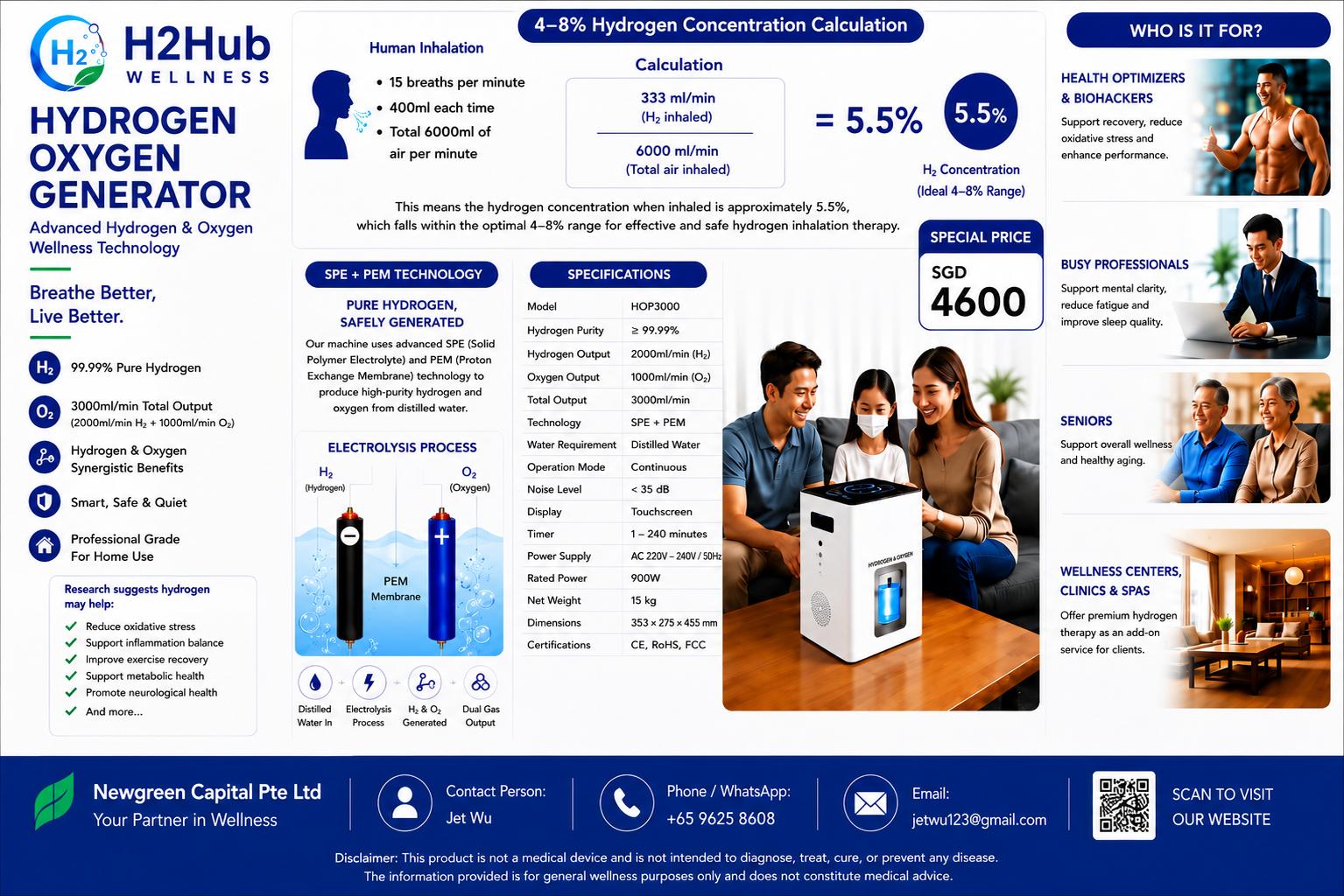 HOP3000 hydrogen-oxygen inhalation machine